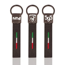 FOR Alcantara leather key chain Italian flag Car leather Keyring For Fiat abarth 124 spider 595 pista Turismo 695 Rivale 695 XSR