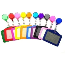 Fashion PU Students Worker Nurse ID Card Holder Bank Office Bus School Business Credit Card Cover with Retractable Badge Reel