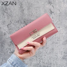 Fashion Women Wallets Simple Zipper Purses Black White Gray Red Long Section Clutch Wallet Soft PU Leather Money Bag