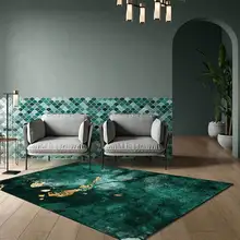 Fashionable Light Luxury Dark Green Abstract Marble Pattern Living Room Bedroom Bedside Carpet Floor Mat Area Rug Home Decor