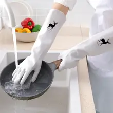 Female Waterproof Rubber Latex Dishwashing Gloves Kitchen Durable Cleaning Housework Chores Dishwashing Tools