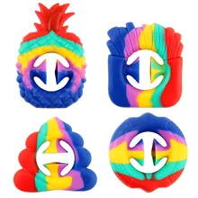 Fidget Toys Hand Grip Ring Rainbow Sensory Squishy Toy Pinching Ball Extrusion Unzip Stress Relief Kids Adult Antistress Toy