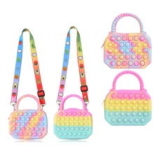 Fidget Toys Push Bubbles Rainbow Coin Purse Wallet Ladies Bag Silica Simple Dimple Crossbody Bag For Girls Clearance Promotion