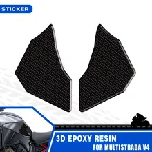 Fits For Multistrada V4 2020-2022 Motorcycle Fuel Tank Pad Sticker Protector Anti-Slip Knee Non-Slip 3D Carbon Fiber Epoxy Decal