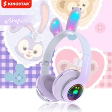 Flash Light Cute Rabbit Wireless Bluetooth Headset Stereo Foldable Headphones with Mic TF Card Music Earphone Kids Girls Gifts