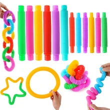 Flexible Tubes Squeeze Sensory Toy Finger Toys Stress Relief Autism Antistress Plastic Bellows Tubes For Children Adults Gift