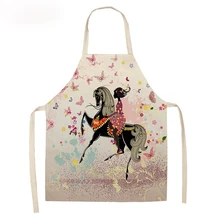 Floral Girl Print Pinafore Anti-fouling Sleeveless Aprons for Men Women Restaurant Baking Accessories Kitchen Aprons Delantal