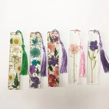 Flower Gold Foil Bookmark Drop Gum Transparent Resin Bookmark Beautiful Book Page Mark Student Stationery