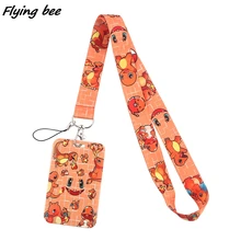 Flyingbee Anime Fire Dragon Lanyard Credit Card ID Holder Bag Student Friend Travel Bank Bus Business Card Cover Badge X1507