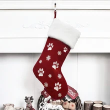 Footprint Snowflake Embroidery Candy Bag Tree Pendant Candy Gift Stocking Hanging Ornaments Cute Candy Sacks for Home Xmas Party
