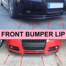 For Audi A3 A4 S3 S4 8P 8L CUPRA R Front Bumper Lip Universal 3pcs Diffuser Black Bumper Lip Spoiler  Auto Tuning Accessories