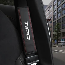 For Fiat TIPO 1pc Cowhide Car Interior Seat Belt Protector Cover For car Auto Accessories