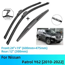 For Nissan Patrol Y62 Front Rear Wiper Blades Brushes Cutter Accessories J U Hook 2010-2022 2015 2016 2017 2018 2019 2020 2021