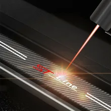 For ST Line Car Carbon Fiber Door Sill Protector Trunk Rear Guard Bumper Leather Vinyl Stickers Car Accessories