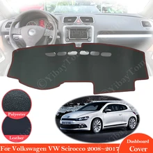 For Volkswagen VW Scirocco 2008 ~ 2017 Anti-Slip Leather Mat Dashboard Cover Pad Sunshade Dashmat Car Carpet Accessories 2015
