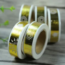 Free shipping golden foil stamping washi paper  tape/sun flower  washi tape 15mm*10m