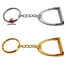 Free shipping zinc diecasting horse stirrup key ring with chain&O ring.Silver color(SK006)