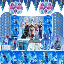 Frozen Party Elsa&Anna Characters Themes Disposable Tableware Sets Napkins Paper Plates For Child Birthday Supplies Party Decor