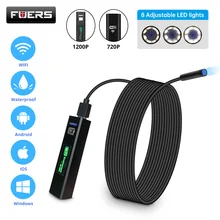 Fuers 1200P WIFI Endoscope IP67 Waterproof HD Wireless Inspection Snake Camera USB Borescope For Car Android IOS Smart Phone