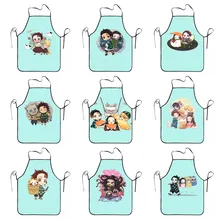 Funny Chibi Demon Slayer Apron for Women Men Unisex Bib Kimetsu No Yaiba Kitchen Cooking Tablier Cuisine Chef Gardening