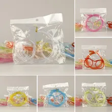Funny Soft Glasses Straw And Unique Flexible Beard Straws Eid Mubarak Crazy Funny Plastic Art Straws For Birthday Party Supplies