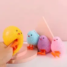 Funny TPR Plush Chick Decompression Toy s Luminous Elastic Chicken Pinch Relief Venting Music Toy s idget Toy s For Kids Adults