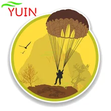 Funny Thrill Seeker Parachuting Car Sticker Cartoon Style Art Decals Fashion PVC Decoration Motorcycle Waterproof Decal 14*13cm