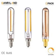 GANRILAND 1W 2W T20 T6 Edison LED Tubular Lamp Bulbs Warm White E12 E14 Dimmable Vintage Golden Glass Candelabra Lighting Bulb