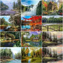 Gatyztory 60x75cm Frameless Painting By Numbers Nature Landscape pictures by numbers DIY For Home Decoration Gift