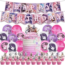 Genshin Impact Kids Game Theme Birthday Party Decoration Banner Cake Topper Balloon Disposable Set Supplies