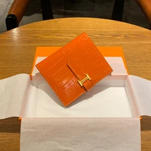 Genuine Leather Women Wallet Hasp Small and Slim Coin Pocket Purse Women Wallets Cards Holders Luxury Brand Wallets Designe