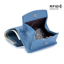 Genuine Leather Women Wallets and Purses Fashion Small Wallet with Mini Coin Pocket Rfid Blocking Purse Designer Portfel Damski