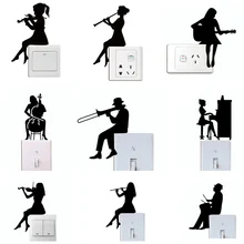 Girl Playing Violin Silhouette Car Sticker Man Playing Trombone Silhouette Wall Stickers Music Wall Vinyl Decals