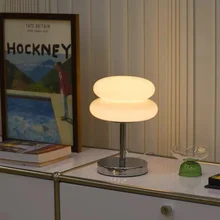 Girls' Ins Desk Lamp Bauhaus Eye Table Lamp for Living Room Study Bedroom Simple Atmosphere Retro Glass Standing Lamp Home Deco