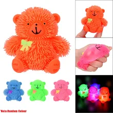 Glowing Squeeze Fidget Toys Kawaii Animal Soft Relief Sress Flashing Puffer Bear Squidgy Sensory Toy Activity And Play Ball Toy