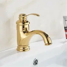 Gold Brass Basin Faucet Deck Mount Bathroom Faucet Vanity Vessel Sinks Mixer Tap Cold And Hot Water Tap
