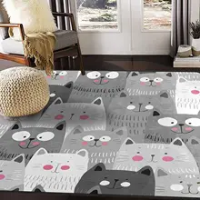 Gray Cat Carpet Living Room Children's Small Outdoor Indoor Non-slip Dormitory Area Carpet Soft and Comfortable Size 5'9'x 9'8'
