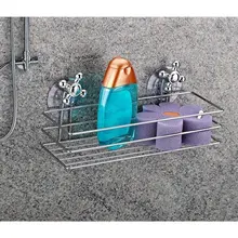 Gray suction cup rectangular shower rack dİkrafi bathroom accessories new 2022 Made In turkey