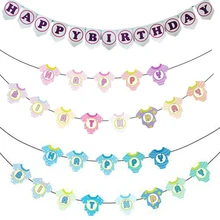 Happy Birthday Banner Paper Bunting Garland Banners Flags Boys Girl Baby Shower Decoration Wedding Birthday Party Supplies Decor