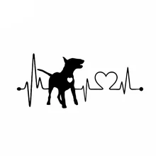 Heartbeat Bull Terrier Car Sticker Animal Car Sticker Waterproof Vinyl Decal Suitable for Car Window Body Car Decoration 18CM
