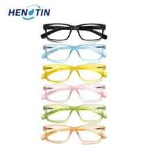 Henotin  Rectangular Frame Reading Glasses Metal Hinge Men and Women HD Eyeglasses+0--+600