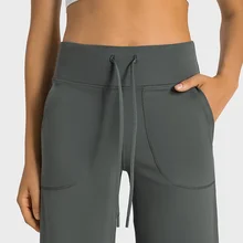 High End Nylon Yarn Women Drawstring Flare Yoga Pants High Waist Wide Leg Lounge Pajamas Pants Comfy Wide Leg Pant With Pockets