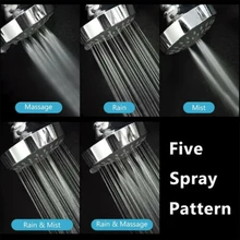 High Pressure Shower Head Sprayer 4 Inch 5 Setting Adjustable Rainfall Wall-Mounted Bathroom Fixture Faucet Replacement Parts