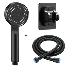High Pressurized Water Saving Shower Head 5 Mode Adjustable Hand Hold Spray Nozzle Shower Sets Holder Hose Bathroom Accessories