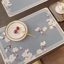 High Quality Decor for Kitchen Accessories Chinese Style Leather Plum Blossom Dining Table Ornament Placemat Mats Pads Bar Home