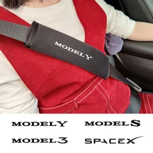 High Quality Fresh Breathable Ice Silk Car Seat Belt Pads Cover For Tesla Model 3 X Model Y Model S P100D Space X Accessories