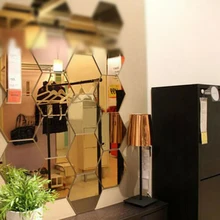 High Quality New Durable Mirror Wall Sticker 24Pcs 3D Art Bedroom DIY Decor Decoration Hexagon Living room Mirror Removable