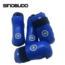 High Quality Red/Blue ITF Taekwondo PU Leather Gloves Foot Guard Ankle Gloves Martial Arts Karate Training Protector Equipment