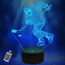Hockey Night Light 3D Illusion Lamp for Boys Room Decor with Remote 16 Colors Desk Lamps for Kids Sport Fans Birthday Xmas Gifts