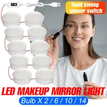 Hollywood Vanity Light LED Cosmetic Lamp Hand Sweep Sensor Makeup Mirror Light Bulbs Dressing Table Wall Lamp Bathroom LED Light